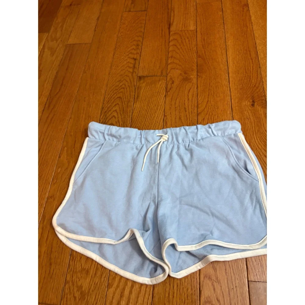 NWOT Old Navy Girls XL 14-16 Dolphin Shorts 2 Pack Blue Black Piping Drawstring
